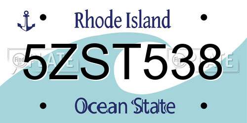 5ZST538 Rhode Island License Plate