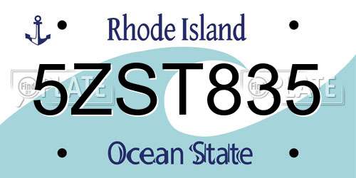 5ZST835 Rhode Island License Plate