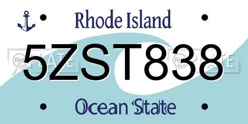 5ZST838 Rhode Island License Plate