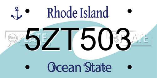 5ZT503 Rhode Island License Plate