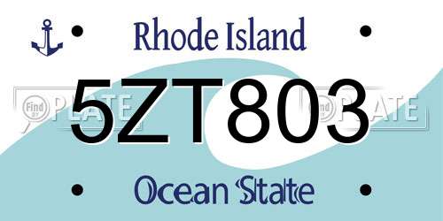 5ZT803 Rhode Island License Plate