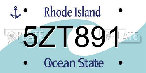 5ZT891 Rhode Island License Plate
