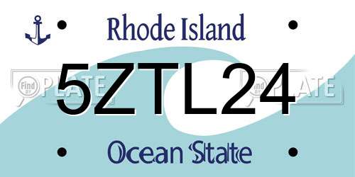 5ZTL24 Rhode Island License Plate