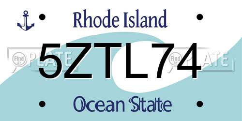 5ZTL74 Rhode Island License Plate