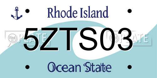 5ZTS03 Rhode Island License Plate