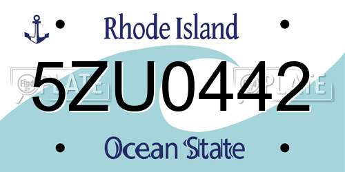5ZU0442 Rhode Island License Plate