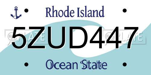 5ZUD447 Rhode Island License Plate