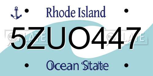 5ZUO447 Rhode Island License Plate