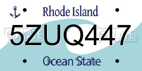 5ZUQ447 Rhode Island License Plate