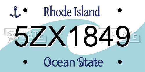 5ZX1849 Rhode Island License Plate
