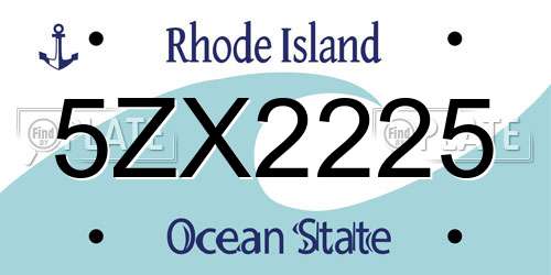 5ZX2225 Rhode Island License Plate