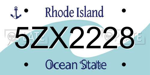 5ZX2228 Rhode Island License Plate