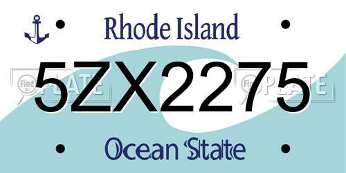 5ZX2275 Rhode Island License Plate