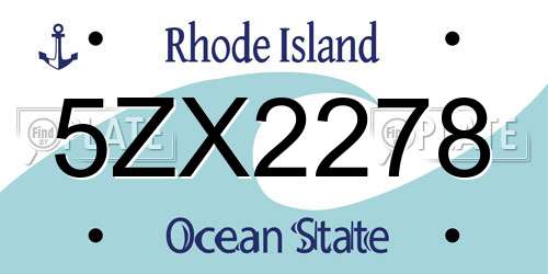 5ZX2278 Rhode Island License Plate