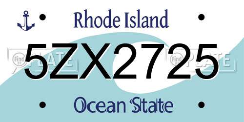 5ZX2725 Rhode Island License Plate