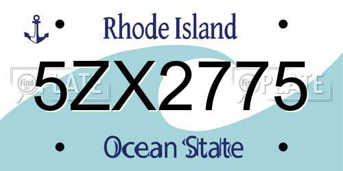 5ZX2775 Rhode Island License Plate