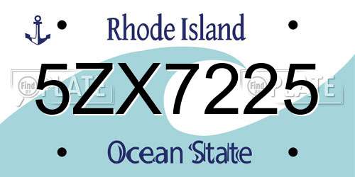 5ZX7225 Rhode Island License Plate