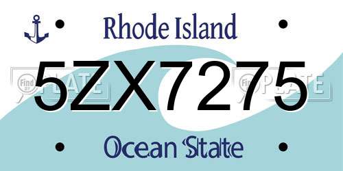 5ZX7275 Rhode Island License Plate