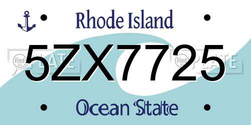 5ZX7725 Rhode Island License Plate