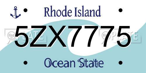5ZX7775 Rhode Island License Plate