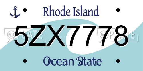 5ZX7778 Rhode Island License Plate