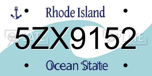 5ZX9152 Rhode Island License Plate