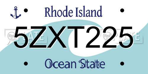 5ZXT225 Rhode Island License Plate