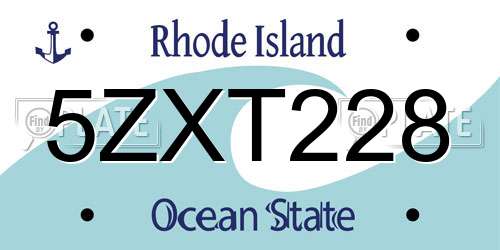 5ZXT228 Rhode Island License Plate