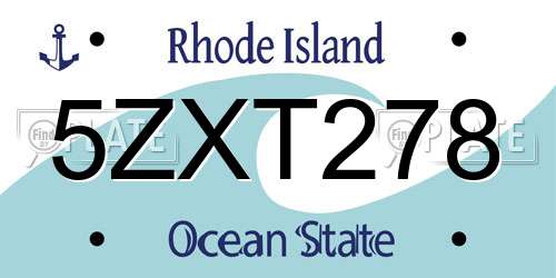 5ZXT278 Rhode Island License Plate