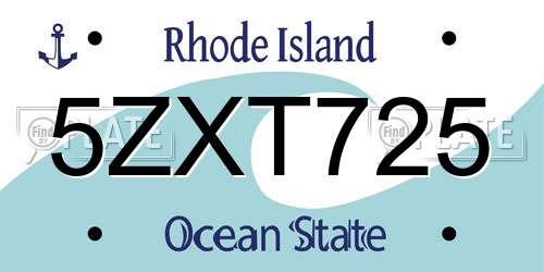 5ZXT725 Rhode Island License Plate
