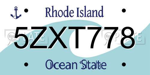 5ZXT778 Rhode Island License Plate