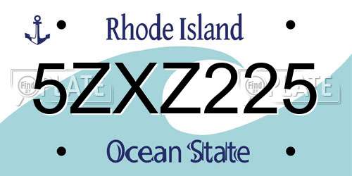 5ZXZ225 Rhode Island License Plate