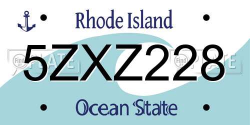 5ZXZ228 Rhode Island License Plate