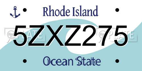 5ZXZ275 Rhode Island License Plate