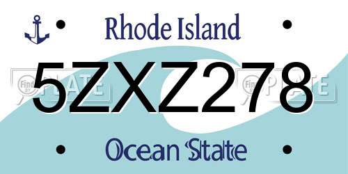 5ZXZ278 Rhode Island License Plate