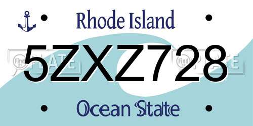 5ZXZ728 Rhode Island License Plate