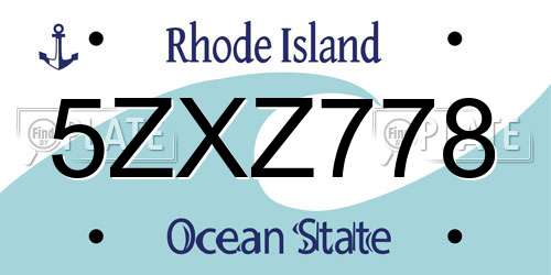 5ZXZ778 Rhode Island License Plate