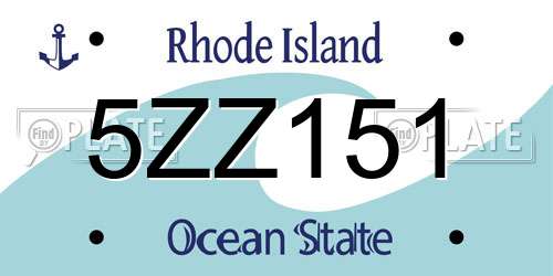 5ZZ151 Rhode Island License Plate