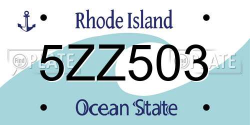 5ZZ503 Rhode Island License Plate