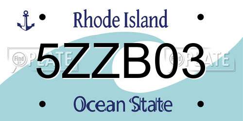 5ZZB03 Rhode Island License Plate