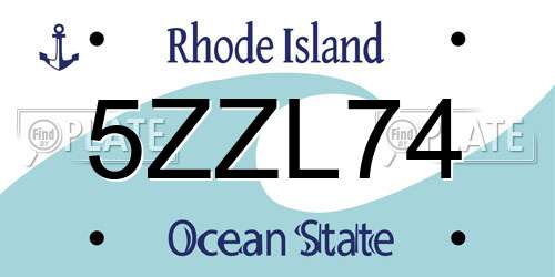 5ZZL74 Rhode Island License Plate