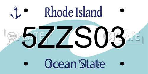 5ZZS03 Rhode Island License Plate