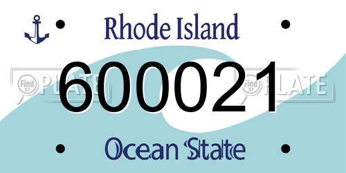 600021 Rhode Island License Plate