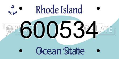 600534 Rhode Island License Plate