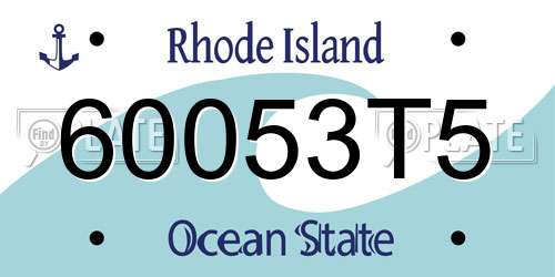 60053T5 Rhode Island License Plate