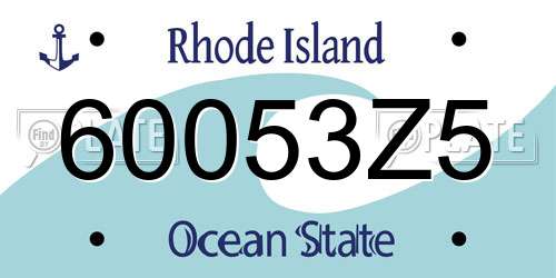 60053Z5 Rhode Island License Plate