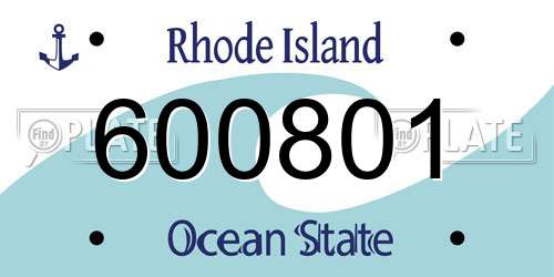 600801 Rhode Island License Plate