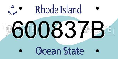600837B Rhode Island License Plate
