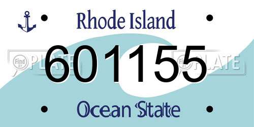 601155 Rhode Island License Plate