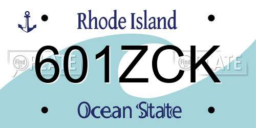 601ZCK Rhode Island License Plate